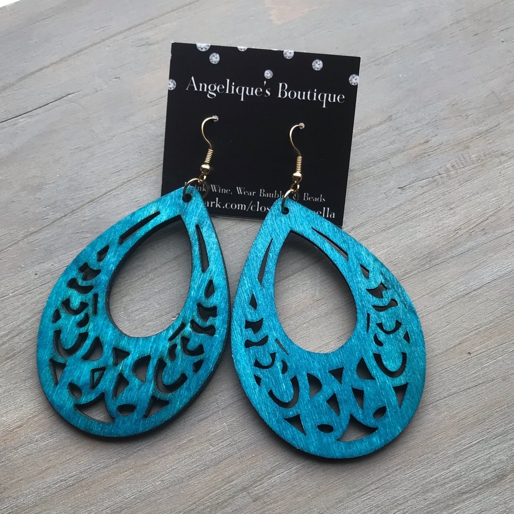 Lightweight Stenciled Wood Earrings